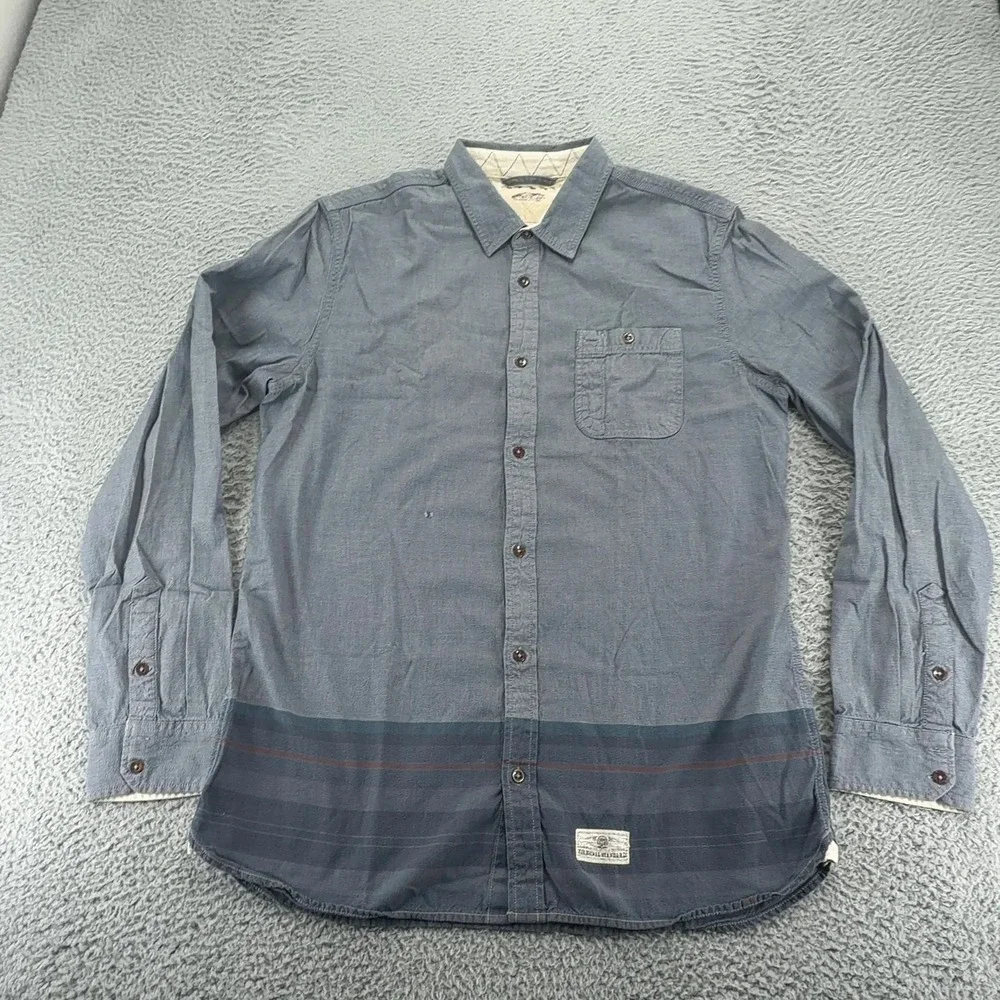 Vans Off The Wall Shirt Mens XL Blue Stripe Long Sleeve Button Up Skate Cotton